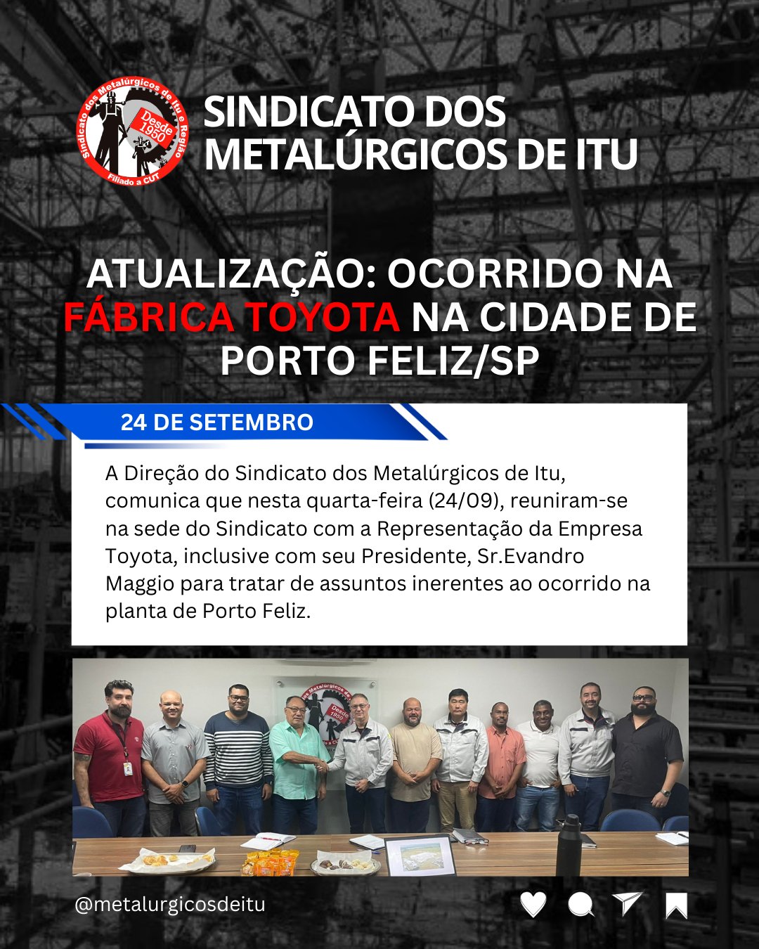 Atualização: ocorrido na fábrica da Toyota