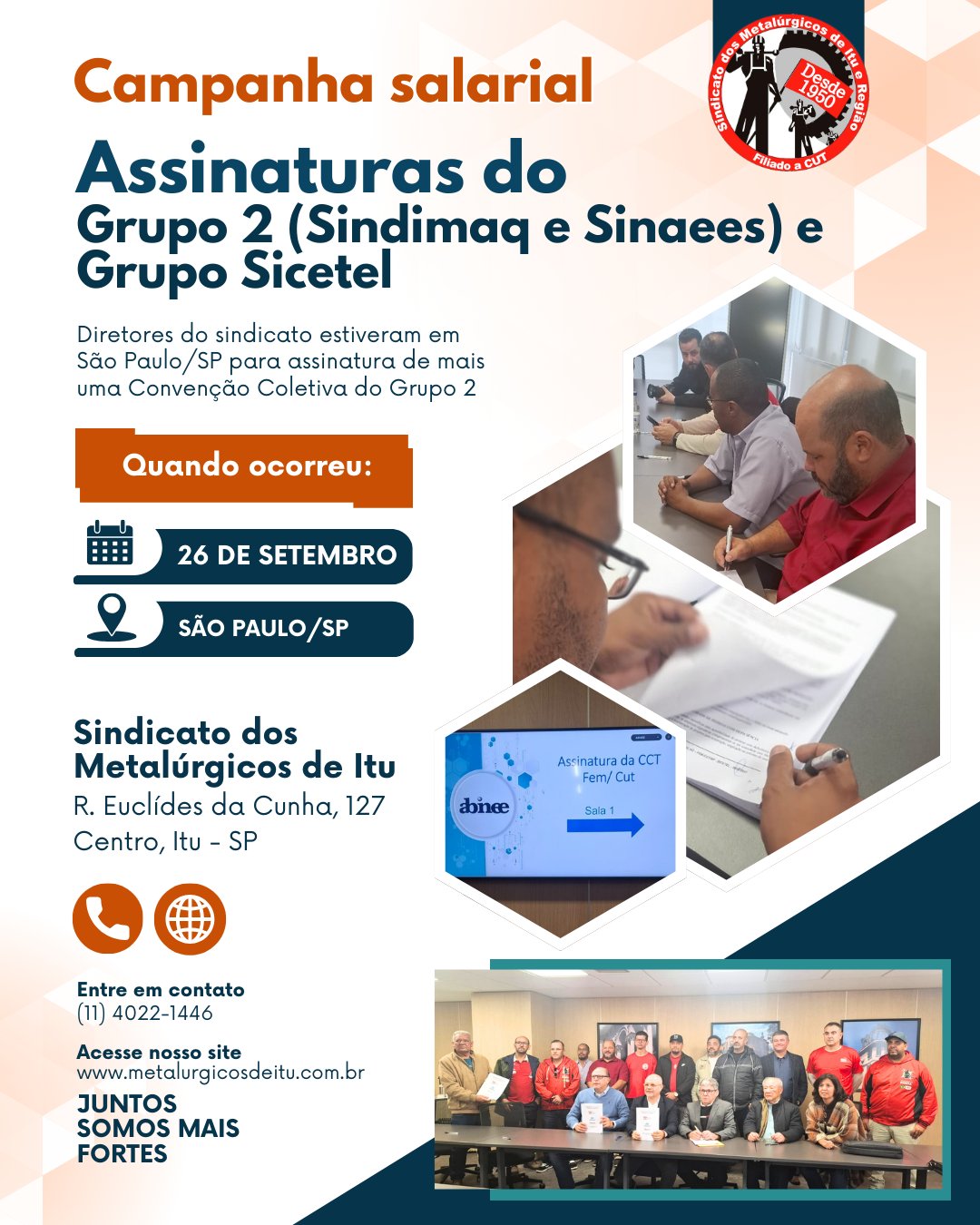 Assinaturas do Grupo 2 (Sindimaq e Sinaees) e Grupo Sicetel