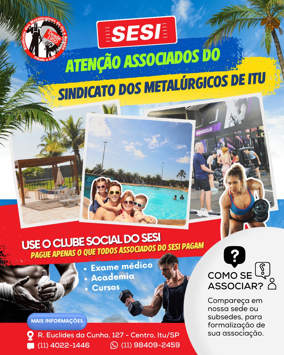 Benefício: Use o clube social do Sesi