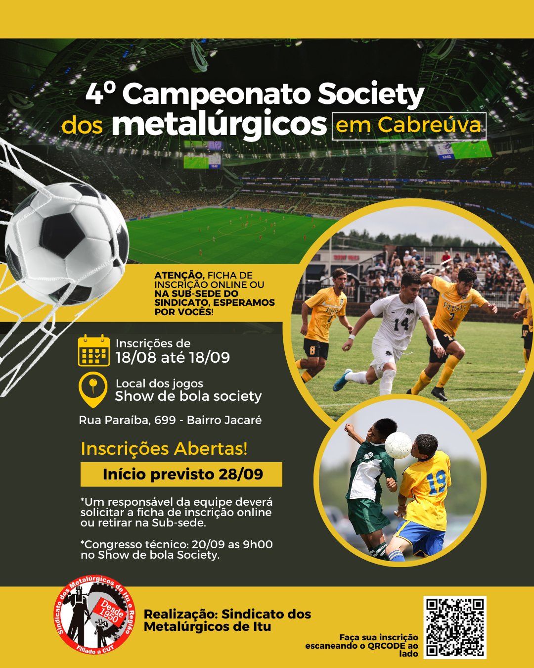 VEM AÍ O 4º CAMPEONATO SOCIETY DOS METALÚRGICOS EM CABREÚVA!